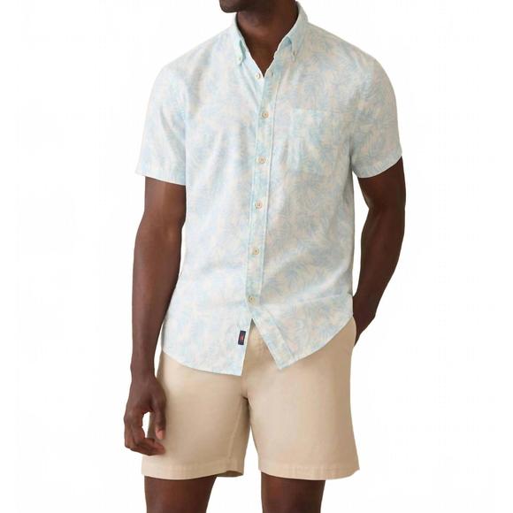 NEW FAHERTY short sleeve breeze shirt in sky beach foliage - Picture 1 of 5